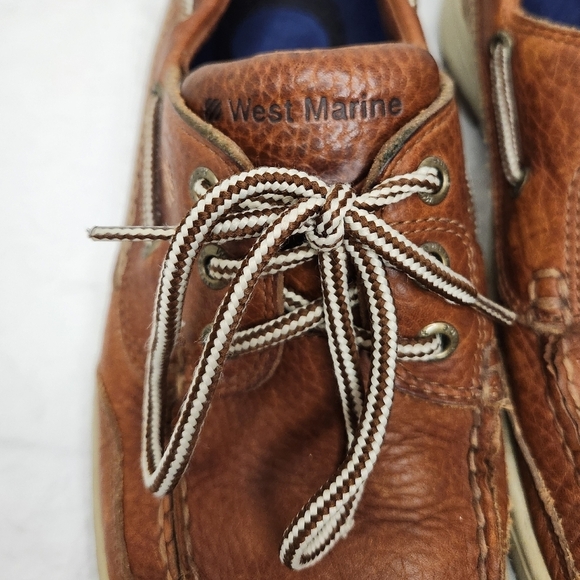 Mens Brown Leather Boat Shoes - Picture 9 of 12